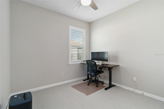 412 Dalily Blvd, Nokomis, FL 34275 - carpeted home office featuring a ceiling fan and baseboards
