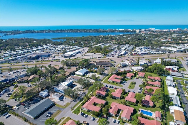 2267 Pueblo Ln Unit V40, Sarasota, FL 34231 - aerial view of property and surrounding area with a large body of water and nearby suburban area