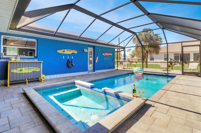 23088 Allen Ave, Port Charlotte, FL 33980 - view of pool featuring a patio area, a pool with connected hot tub, and a lanai