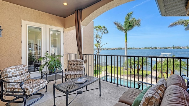 balcony with a water view