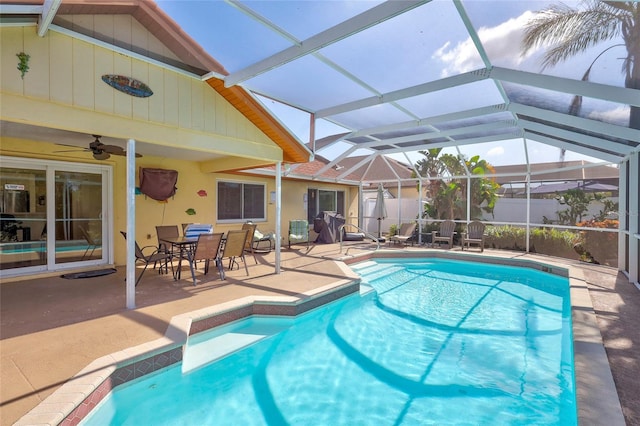 6415 39th Ave W, Bradenton, FL 34209 - pool with a patio, ceiling fan, and fence