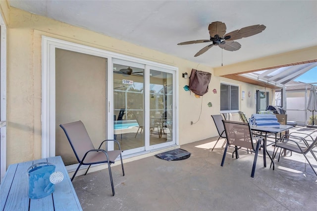 6415 39th Ave W, Bradenton, FL 34209 - view of patio / terrace with ceiling fan and outdoor dining area