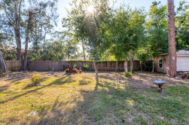 view of yard featuring a fenced backyard