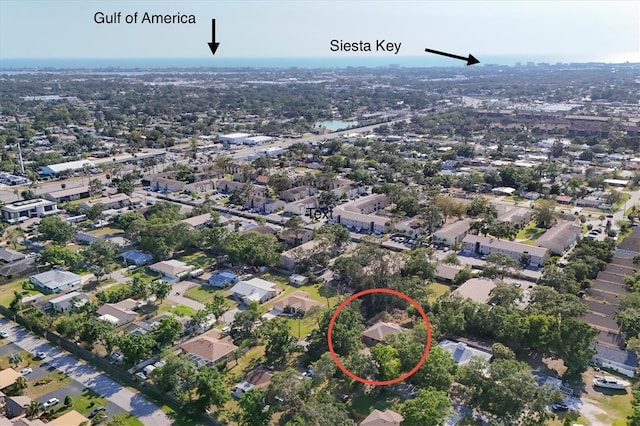 aerial view with a residential view