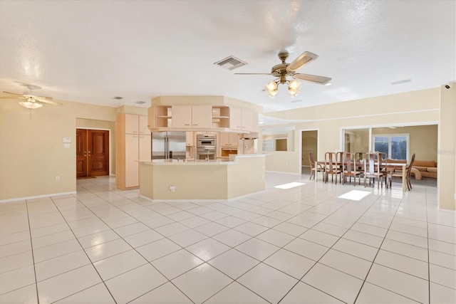 4405 Harbor Blvd, Port Charlotte, FL 33952 - unfurnished living room with a ceiling fan, light tile patterned flooring, and baseboards