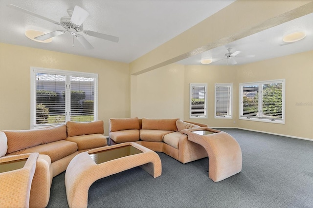 4405 Harbor Blvd, Port Charlotte, FL 33952 - carpeted living area with plenty of natural light, ceiling fan, and baseboards