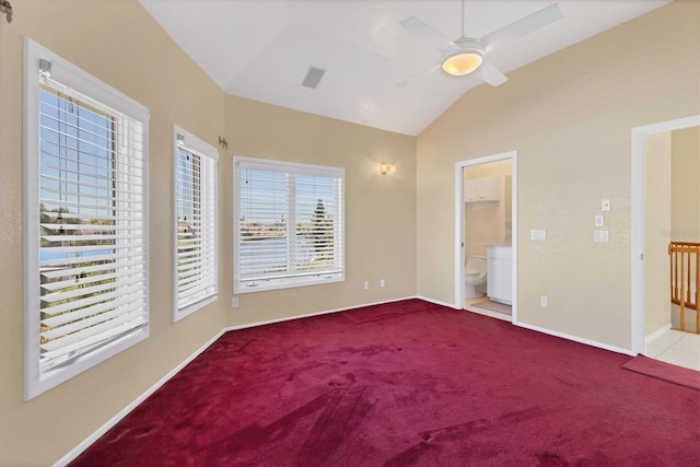 4405 Harbor Blvd, Port Charlotte, FL 33952 - carpeted empty room with lofted ceiling, a ceiling fan, and baseboards