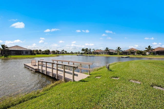 11611 Roseto Ct, Fort Myers, FL 33913 - dock with a lawn, a water view, and a residential view