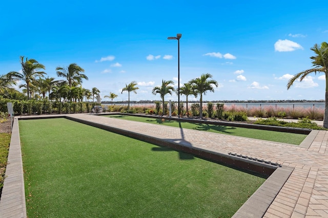 11611 Roseto Ct, Fort Myers, FL 33913 - view of home's community with a bocce ball area and a water view