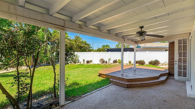 6628 Keystone Dr, Sarasota, FL 34231 - view of patio featuring a wooden deck and a ceiling fan