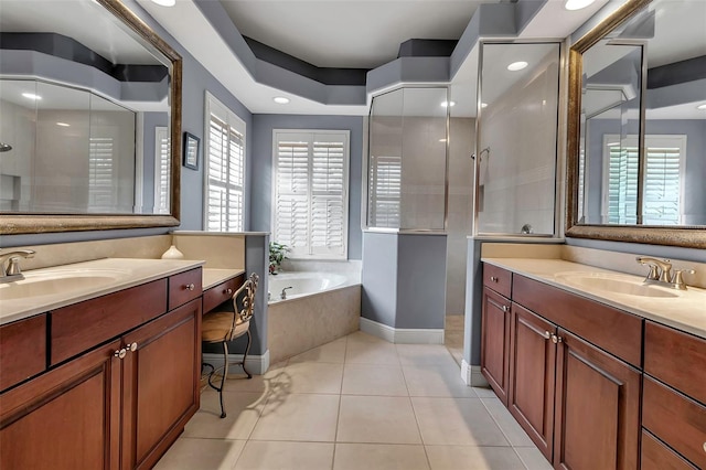 3738 Eagle Hammock Dr, Sarasota, FL 34240 - bathroom with a sink, a walk in shower, and plenty of natural light