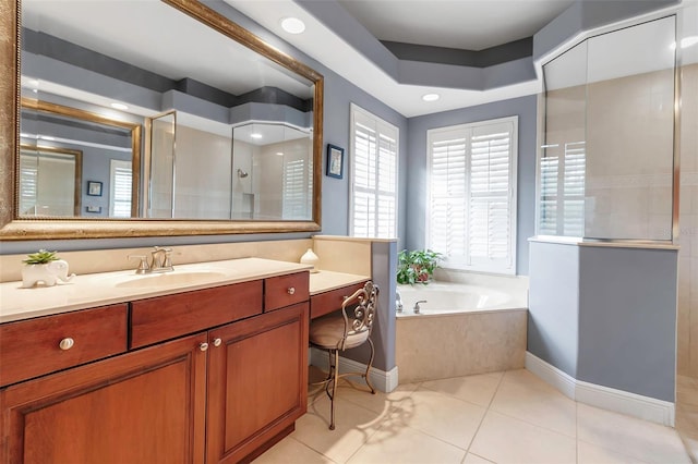 3738 Eagle Hammock Dr, Sarasota, FL 34240 - full bath with a garden tub, walk in shower, baseboards, and vanity