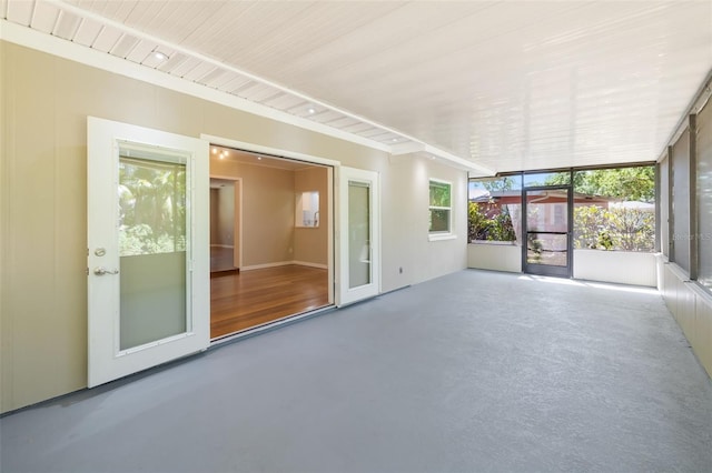 view of unfurnished sunroom