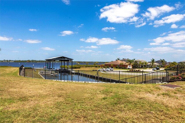 5502 Tidewater Preserve Blvd, Bradenton, FL 34208 - dock area featuring a water view and a gazebo