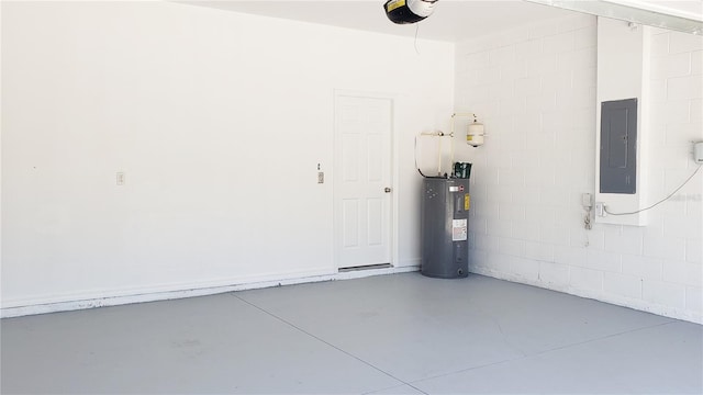 215 63rd Dr E, Bradenton, FL 34203 - garage featuring a garage door opener, electric panel, and electric water heater