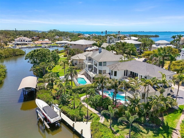 7118 Hawks Harbor Cir, Bradenton, FL 34207 - birds eye view of property with a water view and a residential view