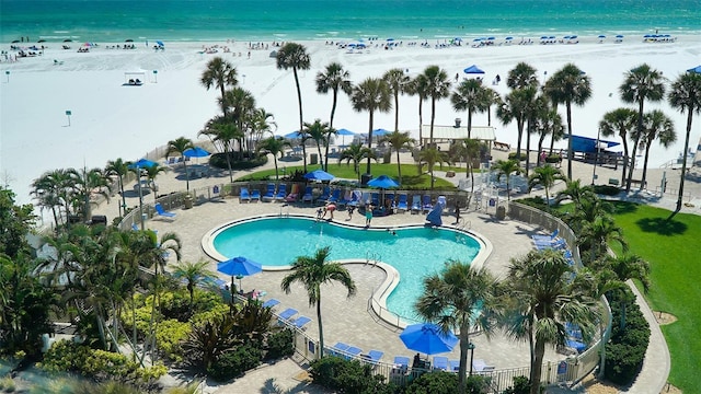 5920 Midnight Pass Rd Unit 406, Sarasota, FL 34242 - community pool featuring view of water and beach
