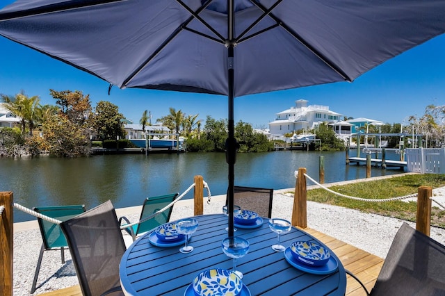 view of dock featuring a water view