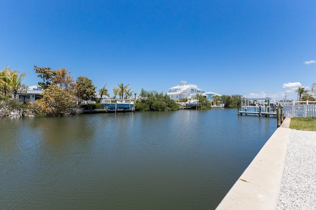 dock area featuring a water view