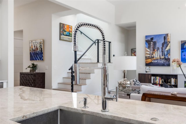 bar featuring stairs