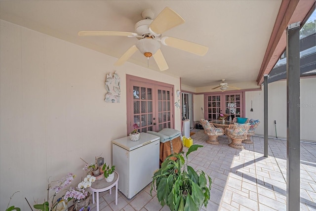 4053 Lancaster Dr, Sarasota, FL 34241 - view of patio featuring ceiling fan and french doors