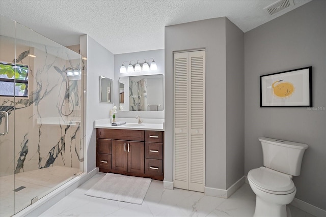 1612 Starling Dr Unit 101, Sarasota, FL 34231 - bathroom featuring toilet, a closet, a marble finish shower, and visible vents