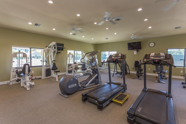 1612 Starling Dr Unit 101, Sarasota, FL 34231 - workout area featuring a wealth of natural light, visible vents, and recessed lighting