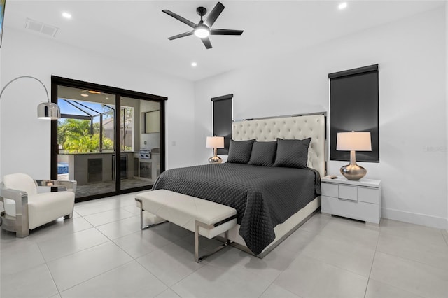 3724 SW 3rd St, Cape Coral, FL 33991 - bedroom featuring access to outside, baseboards, visible vents, and recessed lighting