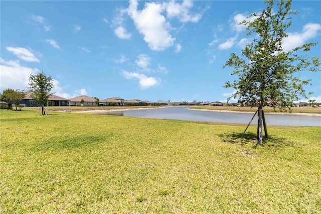 view of yard featuring a water view