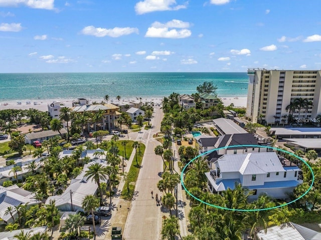 89 Avenida Messina, Sarasota, FL 34242 - drone / aerial view featuring a beach view and a water view