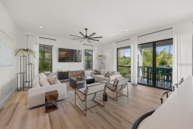 89 Avenida Messina, Sarasota, FL 34242 - living area with recessed lighting, a ceiling fan, and light wood-style flooring