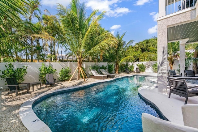 89 Avenida Messina, Sarasota, FL 34242 - view of swimming pool with a patio area, a fenced in pool, and a fenced backyard