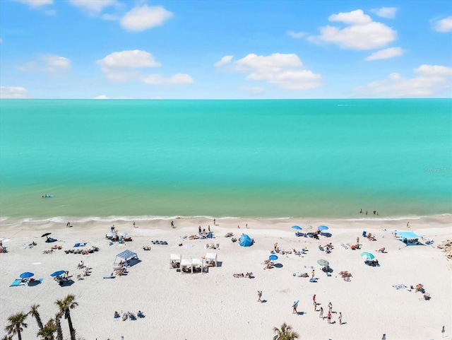 property view of water with a beach view