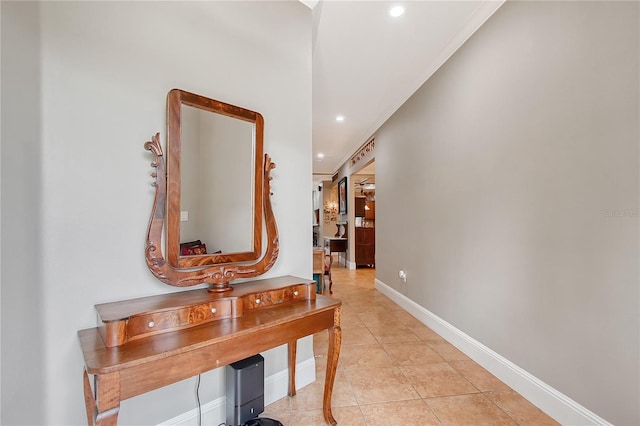 1788 Palm View Rd, Sarasota, FL 34240 - hallway featuring recessed lighting, baseboards, and light tile patterned floors