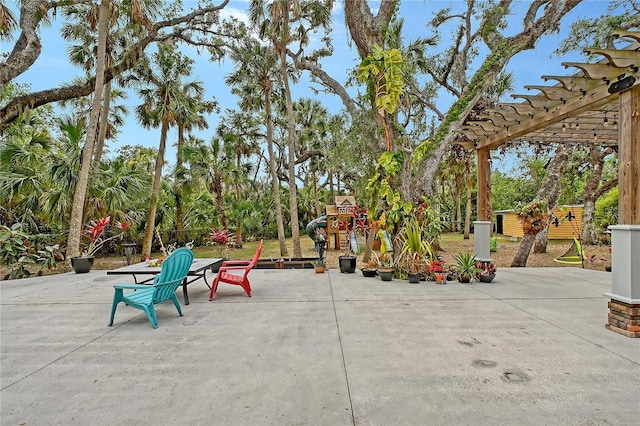 1788 Palm View Rd, Sarasota, FL 34240 - view of patio / terrace featuring a pergola