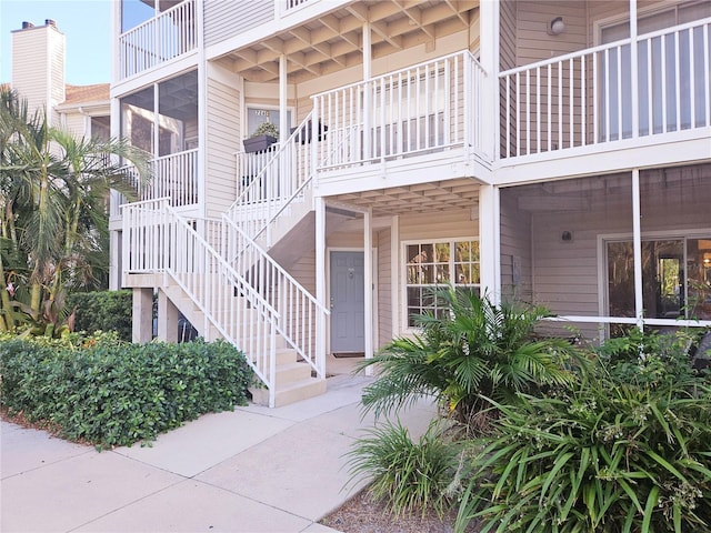 view of building exterior featuring stairway