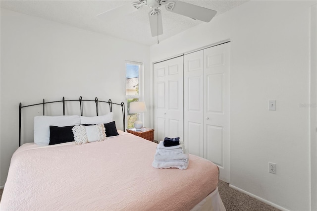 3909 40th St W, Bradenton, FL 34205 - bedroom featuring a ceiling fan, baseboards, carpet, and a closet