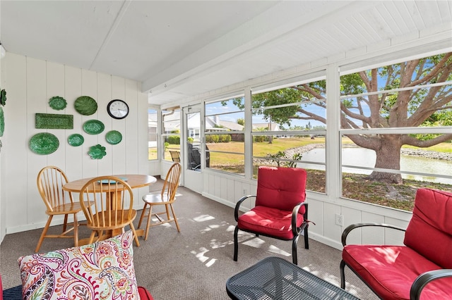 3909 40th St W, Bradenton, FL 34205 - sunroom with a water view and beamed ceiling
