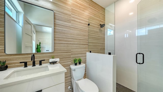 8800 Midnight Pass Rd, Sarasota, FL 34242 - full bath featuring tile walls, a shower stall, and vanity