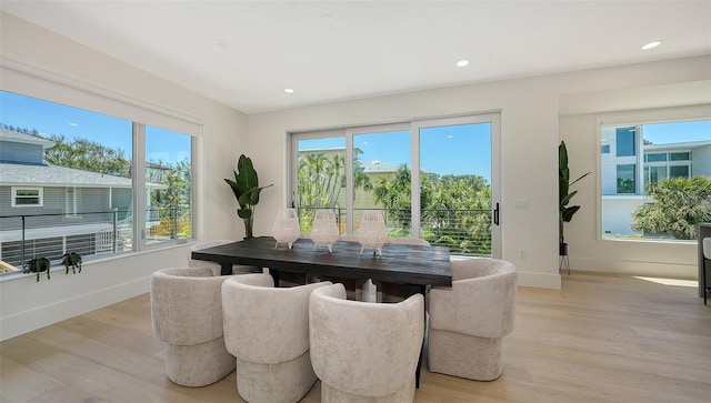 8800 Midnight Pass Rd, Sarasota, FL 34242 - dining area with light wood finished floors and recessed lighting