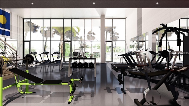 2170 Robinhood St Unit A1-304, Sarasota, FL 34231 - workout area with plenty of natural light and a wall of windows