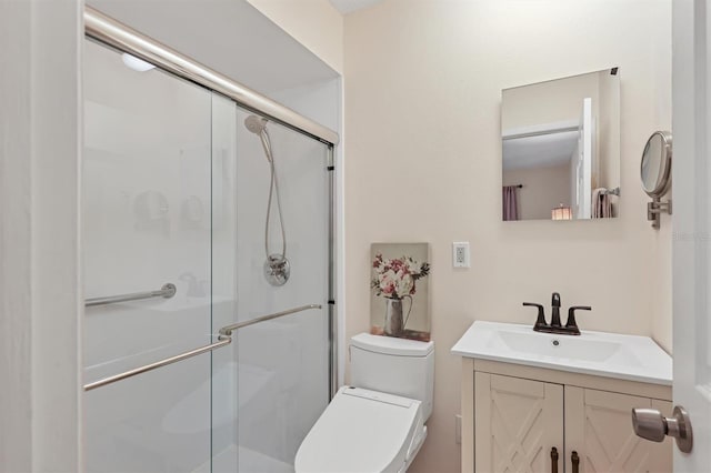 4169 66th Street Cir W Unit 4169, Bradenton, FL 34209 - bathroom with toilet, a shower stall, and vanity