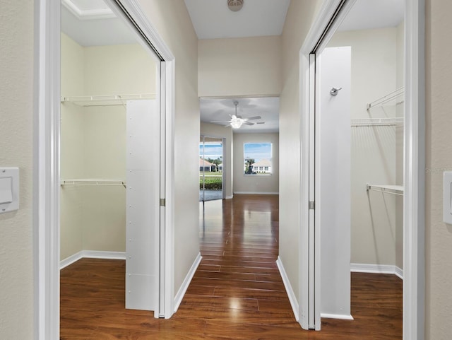 3835 Alamanda Dr, Sarasota, FL 34238 - corridor featuring wood finished floors and baseboards