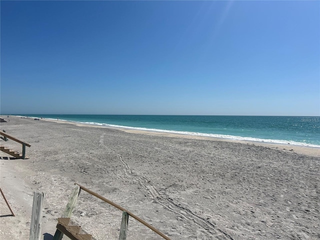 view of water feature with a view of the beach