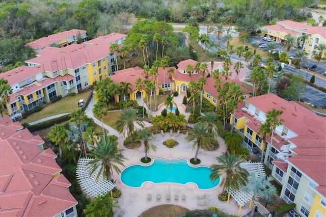 bird's eye view of a pool