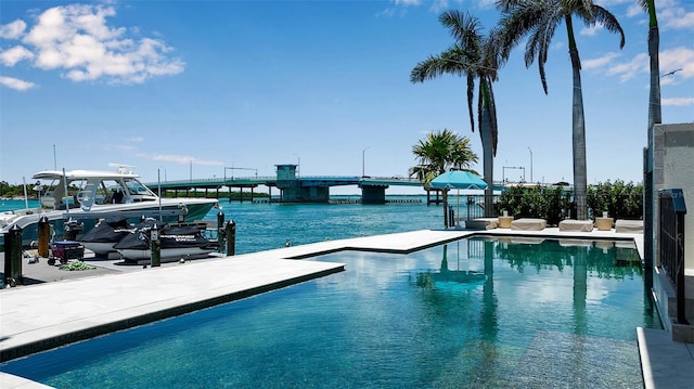 1435 Westway Dr, Sarasota, FL 34236 - community pool featuring a water view and a dock