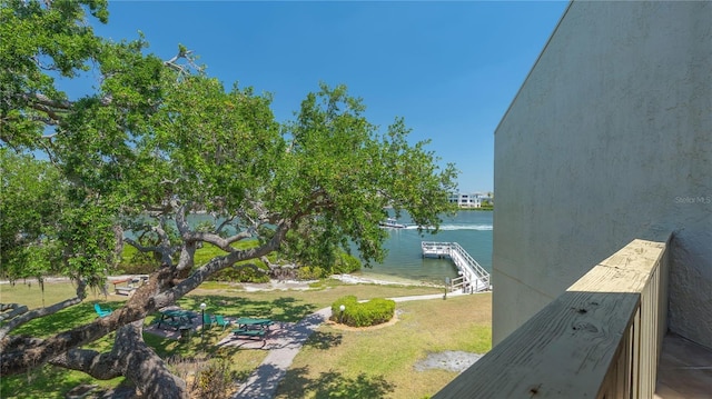 6157 Midnight Pass Rd Unit B42, Sarasota, FL 34242 - view of yard with a floating dock and a water view