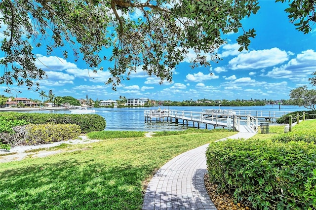 6157 Midnight Pass Rd Unit B42, Sarasota, FL 34242 - view of dock with a yard and a water view