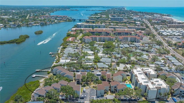 6157 Midnight Pass Rd Unit B42, Sarasota, FL 34242 - bird's eye view with a city view and a water view