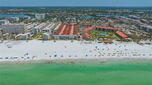 6157 Midnight Pass Rd Unit B42, Sarasota, FL 34242 - drone / aerial view featuring a view of the beach and a water view